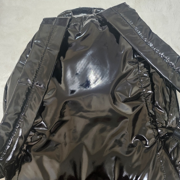 MICHAEL KORS Rae Medium Quilted Shiny Black Metallic Cotton Blend Backpack - Picture 5 of 9